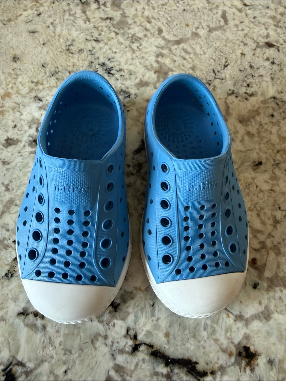 Native Kids Slip-On Shoes in Blue with White Toe